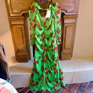 NWT Topshop Floral Ruched Long Sleeve Maxi Dress -  Size US 6